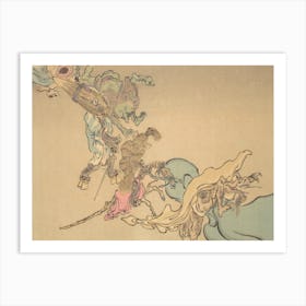 Night Parade of A Hundred Demons Kawanabe Kyosai Vintage Japanese Woodblock Print Yokai 14 Art Print