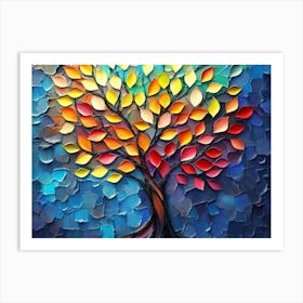 Vibrant 3d Tree with Colorful Leaves Art Print