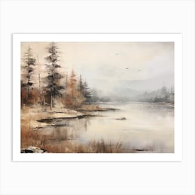 A Painting Of A Lake In Autumn 49 Art Print