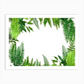 Nature Fern Square Hipster Blank Floral Blue Exotic Pastel Modern Fashion Plant Style T (13) Art Print