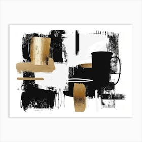 Black And Gold Abstract Painting 44 Art Print