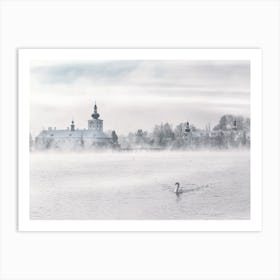 Swan Swimming On The Lake Near Ornate Österreich Art Print