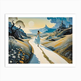 Woman Walking Down A Road Art Print