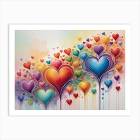 Colorful Hearts 4 Art Print