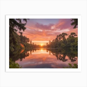 Sunset Over Lake Paintings Art Print 1 Art Print