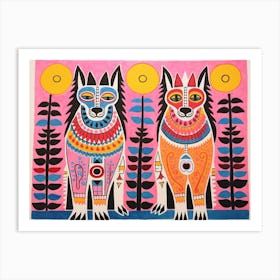 Wolf 1 Folk Style Animal Illustration Art Print