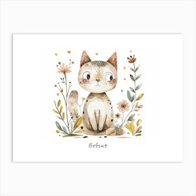 Little Floral Bobcat 1 Poster Art Print