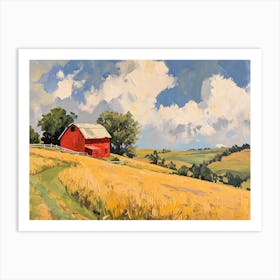 Red Barn Among The Fields - expressionism 1 Art Print