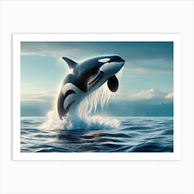 Orca Whale Jumping Art Print