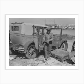 Migrant Auto Wrecker In Front Of Car Which He Will Dismantle, Corpus Christi, Texas By Russell Lee Art Print