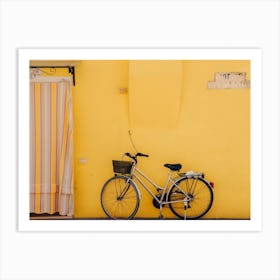 Yellow Wall With A Bike Art Print