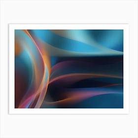 Abstract Background With Swirling Blue, Orange, And Pink Lines Art Print