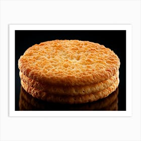 Biscuits On A Black Background Art Print