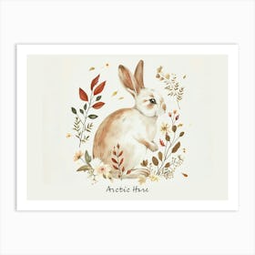 Little Floral Arctic Hare 2 Poster Art Print