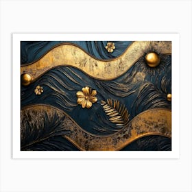 Gold And Blue Painting Poster