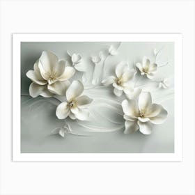 3d Simple Floral Painting with a Light Gray Background Art Print