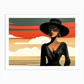 Illustration of an African American woman at the beach 82 Art Print