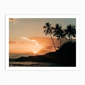 Sunset With Palmtrees In Hawaii Art Print