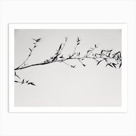 Shadow Of Tree In Black And White As Japanese Painting Lookalike Art Print