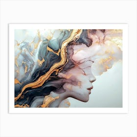 Abstract Of a Women's Face in marble Art Print