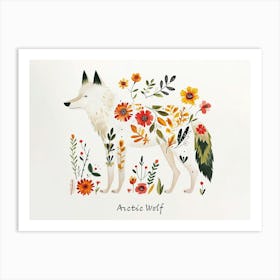 Little Floral Arctic Wolf 4 Poster Art Print