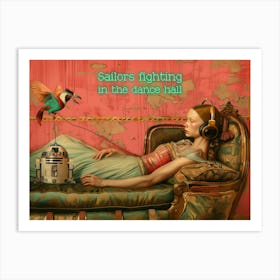 Baroque Lady R2D2 pop antique oil art print Art Print