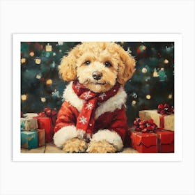 Christmas Goldendoodle 6 Art Print