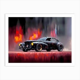 Black Cyberpunk Car Art Print