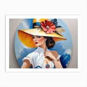 Shy Woman In A Hat Art Print