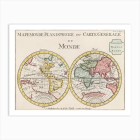 Wereldkaart Mapemonde Planisphere Ou Carte Generale Du Monde (1735) Art Print