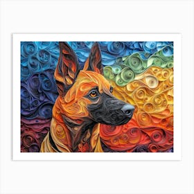 Belgian Malinois Paper Quilling Dog Portrait II Art Print