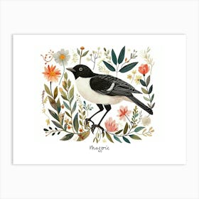 Little Floral Magpie 3 Poster Art Print