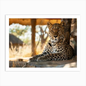 Leopard In A Hut Art Print