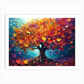 Colorful Tree Of Life 3d Leaves Art Print