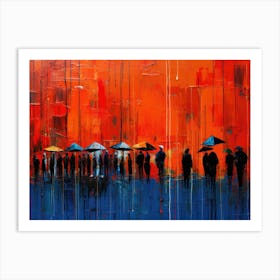 Umbrellas In The Rain Art Print