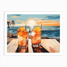 Two Drinks On The Beach Art Print