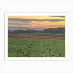 Sunrise Over A Field Art Print