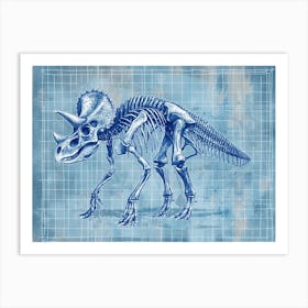 Triceratops Skeleton Hand Drawn Blueprint 1 Art Print