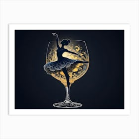 Ballerina In Wine Glass Art Print