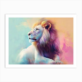 Lion Animal Abstract In Pastel Colors Art Print