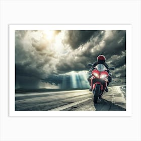 Rider On Red Bike (24) Art Print