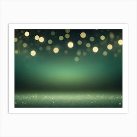 A Dark Green Background With A Layer Of Sparkle And Golden Bokeh Lights Scattered Across It 1 Art Print