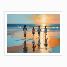 Family On The Beach Art Print