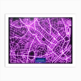 Copenhagen, Denmark - Neon City Map Art Print