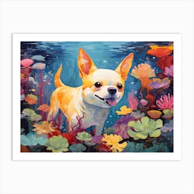 Chihuahua Dog Swimming In The Sea Art Print