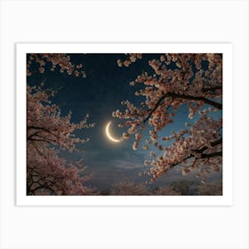 Moon And Cherry Blossoms 1 Art Print