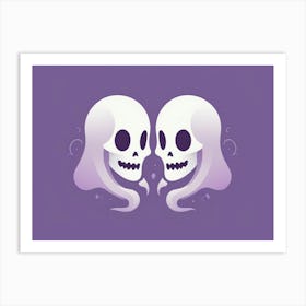 Two Ghosts On A Purple Background 1 Art Print