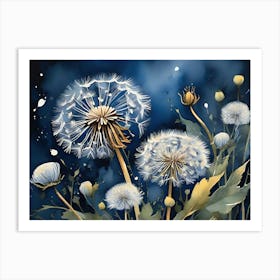 Dandelions in the Nightsky Art Print