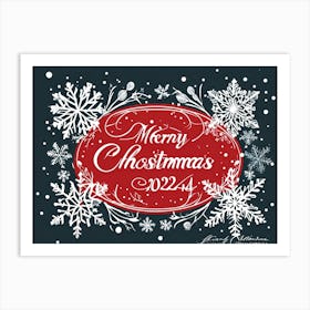 Calligraphic Christmas Greeting Card Featuring Ornate Cursive Script With Hand Drawn Lettering Of (1) Art Print