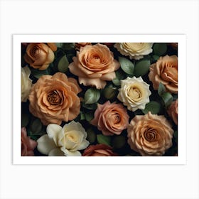 Roses On Black Background Art Print